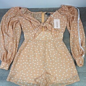 NEW Misguided Polka Dot Tie Front Milkmaid Playset Romper Size 6